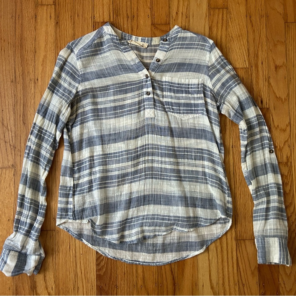 Hollister Breezy Cotton Blue Striped Button Down